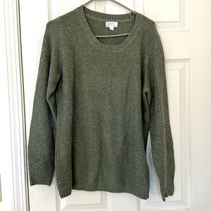 Market & Spruce Women’s Scoop Neck Sweater in Stone Green Color Size L.